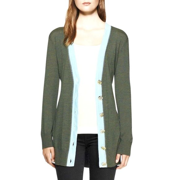 Tory Burch Simone Boyfriend Wool Cardigan - Picture 1 of 8